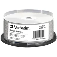 1X25 Verbatim Bd-R Blu-Ray 50Gb 6X Speed printable Cakebox  43749 0023942437499 488810