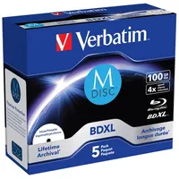 1X5 Verbatim M-Disc Bd-R Blu-Ray 100Gb 4X Speed inkjet print. Jc  43834 0023942438335 199768