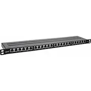Inline 19 patch panel Cat.6A 0.5 U 24-Port, with dust protection, black  76824M 4043718312023