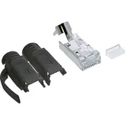 Inline crimp plugs Cat.6A Rj45 shielded, with bend protection and insertion guide, black, 100Pcs. pack  76016S 4043718317103