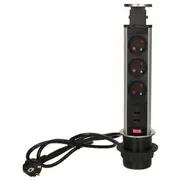 Orno  meblowe, 3X250V Ac wysuwane z blatu Usb, i 1,8M Or-Ae-1350 5901752487604