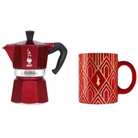 Coffee maker Bialetti Deco Glamour Moka Express 3Tz  mug Red Agdbltzap0058 8006363039680