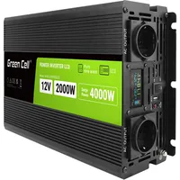 Green Cell Powerinverter Lcd 12V to 230V 2000W/40000W car inverter with display - pure sine wave  Invgc12P2000Lcd 5904326374560 Zsagceprz0016
