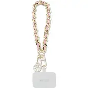 Guess Guouchsamc4P Universal Hand Strap /Pink Saffiano Chain 4G Charm  Gsm175848 3666339170660