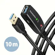 Axagon Active extension Usb 3.2 Gen 1 A-M  A-F cable, 10 m long. Power supply option. Adr-310 8595247907257