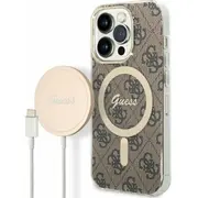 Guess  etui bezprzewodowa Gubpp14Lh4Eacsw Apple iPhone 14 Pro /Brown hard case 4G Print Magsafe Gue2294 3666339102913
