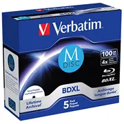1X5 Verbatim M-Disc Bd-R Blu-Ray 100Gb 4X Speed inkjet print. Jc  43834 0023942438335 199768