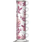 Bialetti Primavera Set of 6 espresso cups on stand - Pink  29596 8006363042840 Wszbltkup0022