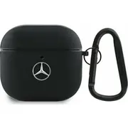 Mercedes Mea4Cslbk Airpods 4 cover  /Black Leather Metal Logo 3666339397500
