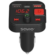 Savio Fm transmitter, Bluetooth 5.3, Qc 3.0 charger, Led display, Bass Boost, Tr-15, black  Tr-15 5901986047889 Mcasavtra0004