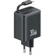 Usams Ład. siec. 1Xusb-Czwijanym kablem Usb-C Retractable PdQc 30W Gan Fast Charging /Black Yc Series Cc241Tc01 Us-Cc241  6958444991078