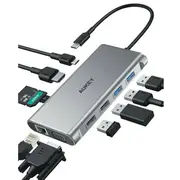 Aukey Hub Usb-C Cb-C89 Aluminium  Rj45 Ethernet 10/100/1000Mbps 4Xusb Hdmi 4K30Hz Sd i microSD Power Delivery 100W 5902666662927 Aiaukacbc890000