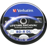 Blu-Ray Verbatim 1X10 M-Disc Bd-R Bluray 50Gb 6X Speed Cakebox printable  43847 0023942438472