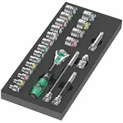Wera 9721 foam tray 8000 B Zyklop ratchet 3/8 set 1, 23 pieces, tool Black/Grey, and socket set, in for workshop trolley  05150111001 4013288225306