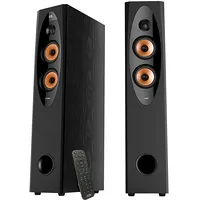 Fenda FD T-60X Pro 2.0 Floorstanding Speakers, 120W Rms  60Wx2, 1 Tweeter 4 Speakers x2 8 Subwoofer for each channel, Bt 5.3/Optical/Coaxial/Aux/Usb/Karaoke function/LED Display/Remote control/Microphone/Wooden, Touch buttons, Black T-60XPro