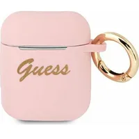 Guess Etui  Gua2Sssi Silicone Vintage Script do Airpods 1/2 Gue1090Pnk 3666339009991