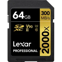 Lexar memory card Sdxc 64Gb Professional 2000X Uhs-Ii U3 V90  Lsd2000064G 843367120857