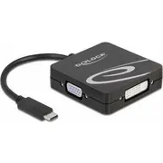Av Delock - High Speed Videoadapter Single Link Usb-C mannlich zu Db-15, Dvi-I, Hdmi, Displayport weiblich 10 cm Schwarz 4K60Hz 3840 x 2160 Support Dp, 1080P-Unterstutzung, 60 Hz Vga, 1.200  Dvi 63129 4043619631292