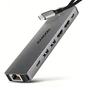 Axagon  Hmc-7Hx2 Usb-C 3.2 Gen 1 hub, 2X Usb-A 1X Usb-C, Hdmi 4K 60Hz, Glan, Pd 100W, 15Cm cable 8595247908681