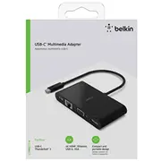 Belkin Usb-C to Gigabit-Ethern. Hdmi/Vga/Usb-A-, black  Avc005Btbk 0745883799121 551224