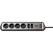 Brennenstuhl estilo Corner 6-Way Extension Lead black  1153590610 4007123672820 673892