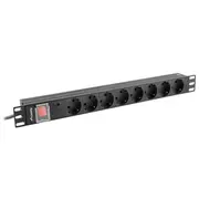 Lanberg Power Strip Pdu Rack 19 1U, 16A, 8X Shuko, 2M  Pdu-08F-0200-Bk 5901969429749 Liplaerak0020