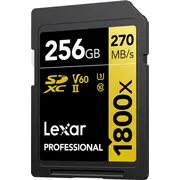 Lexar memory card Sdxc 256Gb Professional 1800X Uhs-Ii U3 V60  Lsd1800256G-Bnnng 843367124510 213476