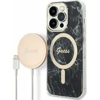 Guess  etui bezprzewodowa Gubpp14Xhmeacsk Apple iPhone 14 Pro Max /Black hard case Marble Magsafe Gue2318 3666339103149