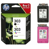 Tusz Hp  303 Combo Pack - 2 Black, Dye Based Tri-Color Original Ink Cartridge for Envy Photo 6220, 6230, 7134 3Ym92Ae301 192545863988