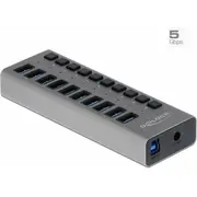 Hub Usb Delock Externer Superspeed 10 Ports  Schalter 63670 4043619636709