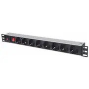Intellinet 19 1U Rackmount 8-Way Power Strip - German Type, With On/Off Switch and Overload Protection, 3M Cord Euro 2-Pin plug  713986 766623713986 Lipitlpdu0003