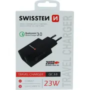 Sourcing Swissten Premium Network Charger 2X Usb / Qc3.0 23W Black  Sw-T-23W-Qc30-Bk 8595217475922