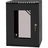 Szafa Netrack Eco-Line wall cabinet 10Inch 9U/300 mm - black glass door  010-090-300-022 5908268777359