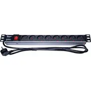 zasilająca Premiumcord Panel napájecí 1U do 19 racku, 8X230V, přepěťová ochrana, 2M  vypínač Pdu-F10G08S/Surge 8592220006556