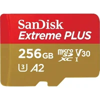Sandisk Extreme Plus microSDXC 256Gb  Sd 2 years Rescuepro Deluxe up to 200Mb/S 140Mb/S Read/Write speeds A2 C10 V30 Uhs-I U3, Ean 619659189068 Sdsqxbd-256G-Gn6Ma
