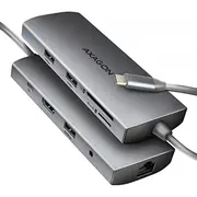 Hub Usb Axagon Hmc-8Hlsa Wieloportowy hub Usb-C 3.2 Gen 1 hub, 3X Usb-A  4K/30Hz Hdmi Sd/Microsd, Glan, Audio, Pd 100W, 20Cm 8595247907523