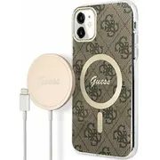Guess  etui bezprzewodowa Gubpn61H4Eacsw Apple iPhone 11 /Brown hard case 4G Print Magsafe Gue2281 3666339103385