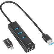 Hub Usb Sharkoon Aluminium 1X Rj-45  3X Usb-A 3.2 Gen1 4044951037575