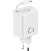 Usams Ład. siec. 1Xusb-Czwijanym kablem Usb-C Retractable PdQc 20W Gan Fast Charging /White Yc Series Cc233Tc02 Us-Cc233  6958444991023