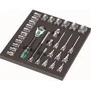 Wera 9722 foam insert 8000 C Zyklop 1/2 ratchet set 1, 31 pieces, tool Black/Grey, and socket set, in for workshop trolley  05150112001 4013288225207