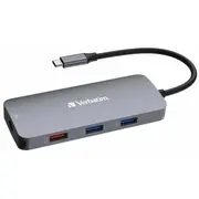 Hub Usb Verbatim Usb-C Pro Multiport 9 Port Cmh-09 Hdmi  Rj45 2 x Usb-A 3.2 Gen2 Gen1 Sd microSD 32152/13254556