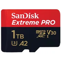 Sandisk Extreme Pro microSDXC 1Tb  Sd 2 years Rescuepro Deluxe up to 200Mb/S 140Mb/S Read/Write speeds A2 C10 V30 Uhs-I U3, Ean 619659188535 Sdsqxcd-1T00-Gn6Ma