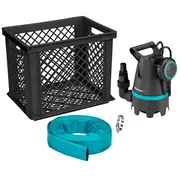 Gardena dirty water submersible pump 10500 Basic, flood set, submersible/pressure Black/Turquoise, 400 watts, including hose connection, storage box  09009-47 4078500062084 840597