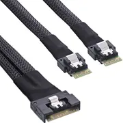 Inline Slim Sas cable, Sff-8654 8I to 2X 4I, 0.75M  27649B 4043718331819