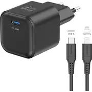 Swissten Travel Charger Gan Usb-C 35W Pd  Data Cable - Lightning 1.2M 8595217484474