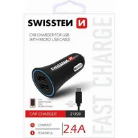 Swissten Car Charger 2X Usb-A 2.4 A  20110900 8595217440562