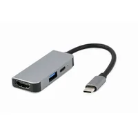 Gembird A-Cm-Combo3-02 Usb Type-C 3-In-1 multi-port adapter port  Hdmi Pd, silver 8716309124188 Kbagemada0082