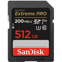 Sandisk Extreme Pro 512Gb Sdxc Memory Card  2 years Rescuepro Deluxe up to 200Mb/S 140Mb/S Read/Write speeds, Uhs-I, Class 10, U3, V30, Ean 619659188665 Sdsdxxd-512G-Gn4In