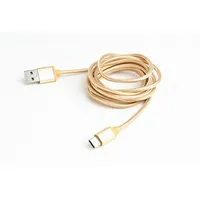 Gembird Usb 2.0 cable to type-C  cotton braided metal connectors 1.8M gold