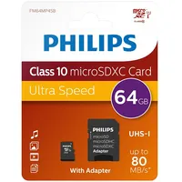 Philips Fm64Mp45B/10 zibatmiņa 64 Gb Microsdhc Uhs-I Klases 10